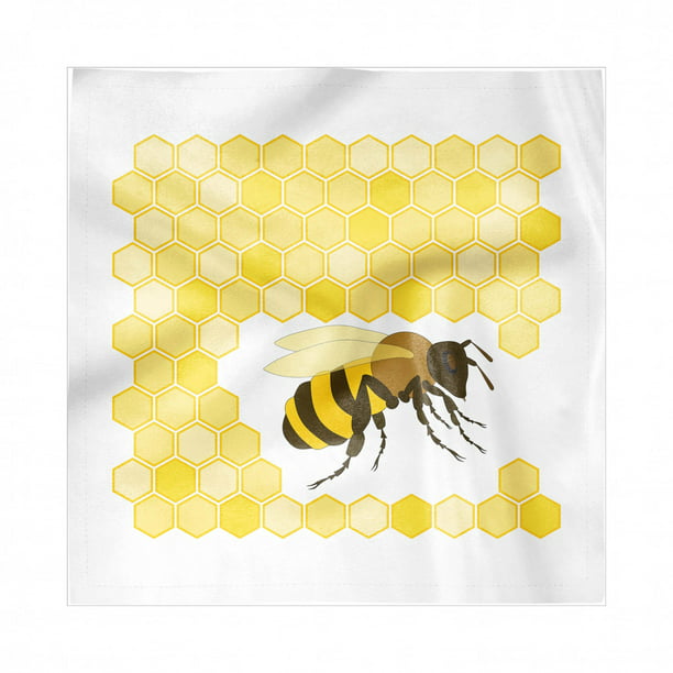 Set of 4 Organic Cotton Honeybee Napkins in Yellow 